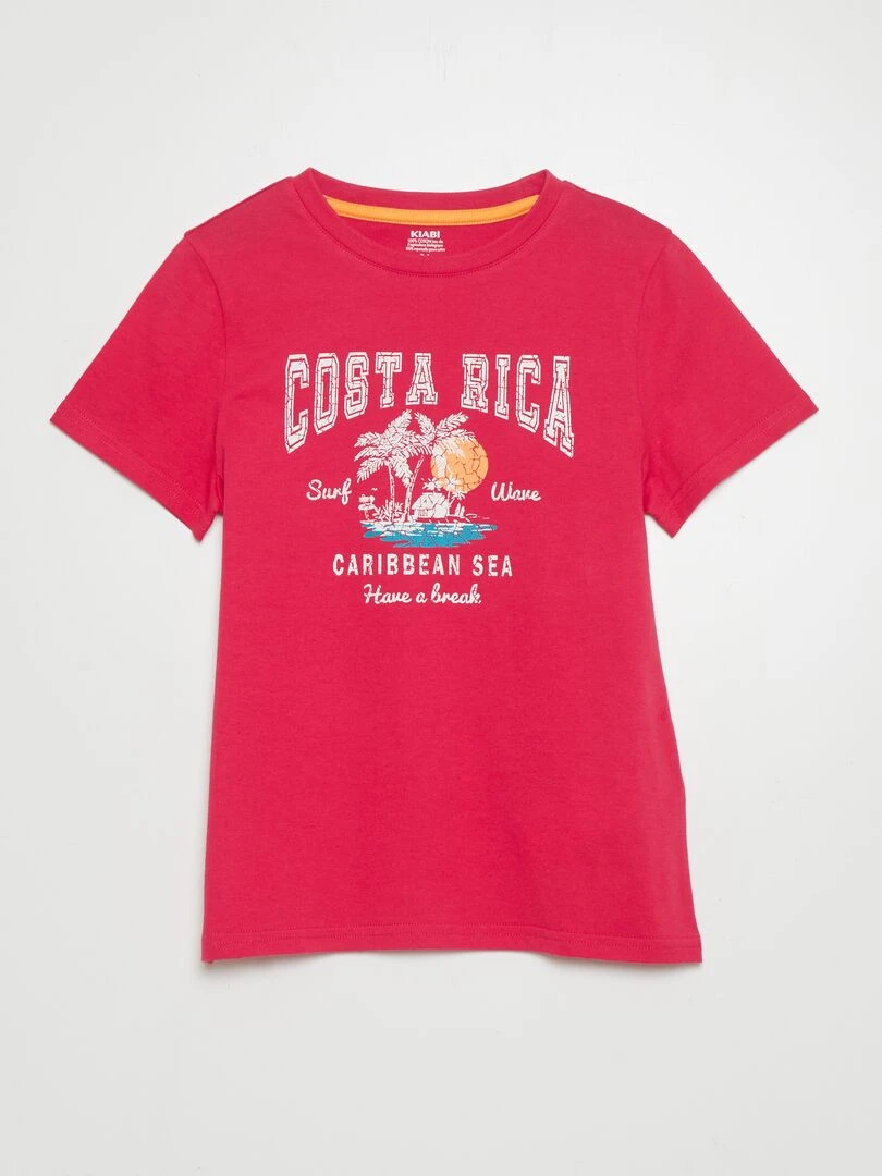 T shirt à col rond et manches courtes Rouge