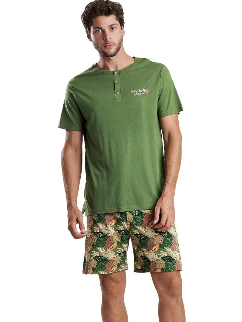Pyjama short t shirt Apres Sleep Vert