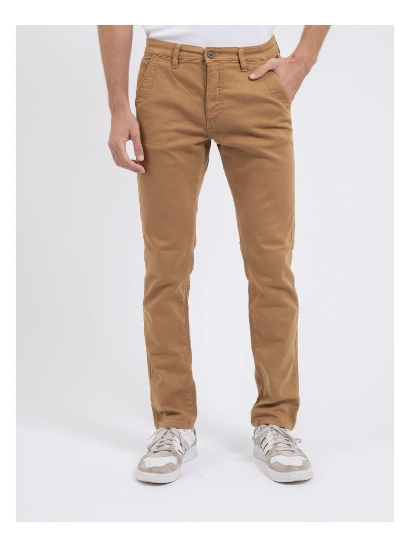 Pantalon chino coupe ajustée VALBACOL Marron glacé