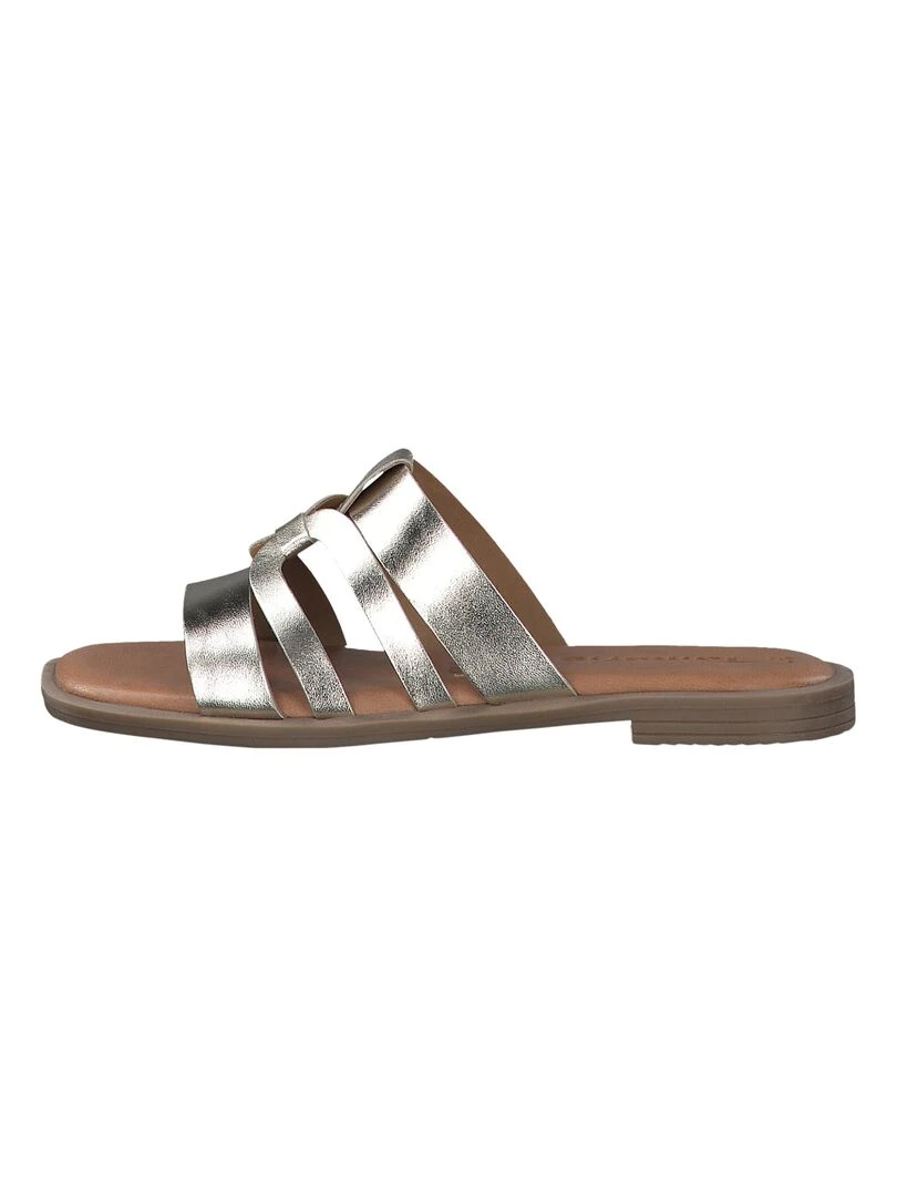 Sandales Plate Cuir Tamaris Doré/or