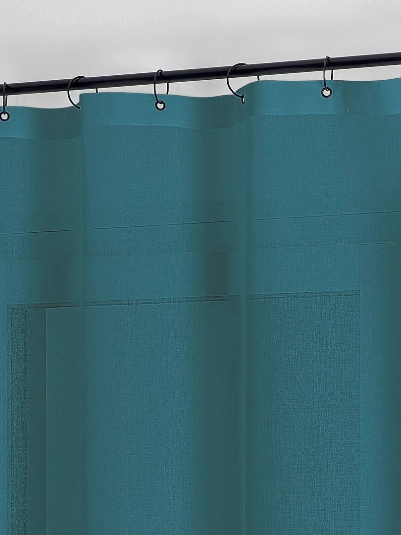 Voilage à anneaux noirs amovibles   Bleu canard