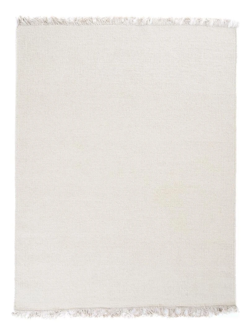Tapis salon tissé main en laine RAINBOW Care&Fair Blanc
