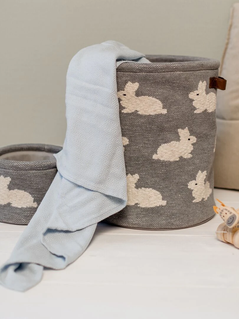 Panier de rangement en coton   Gris clair