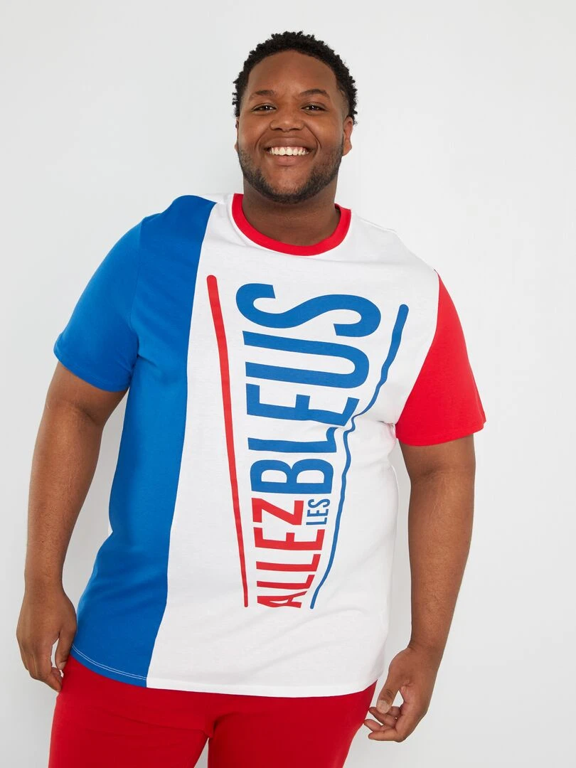 T shirt en jersey color block Allez Les Bleus Blanc/bleu/rouge