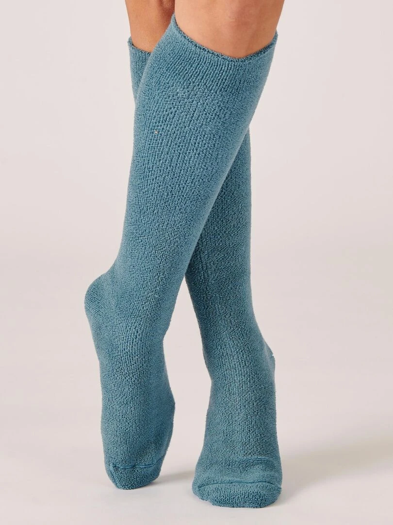Mi bas jersey maille bouclette Thermolactyl Damart Bleu gris