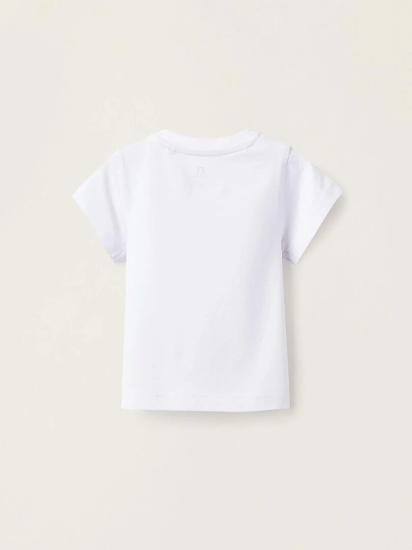 T shirt en Coton pour Nouveau Né 'Cavalo' manches courtes Blanc