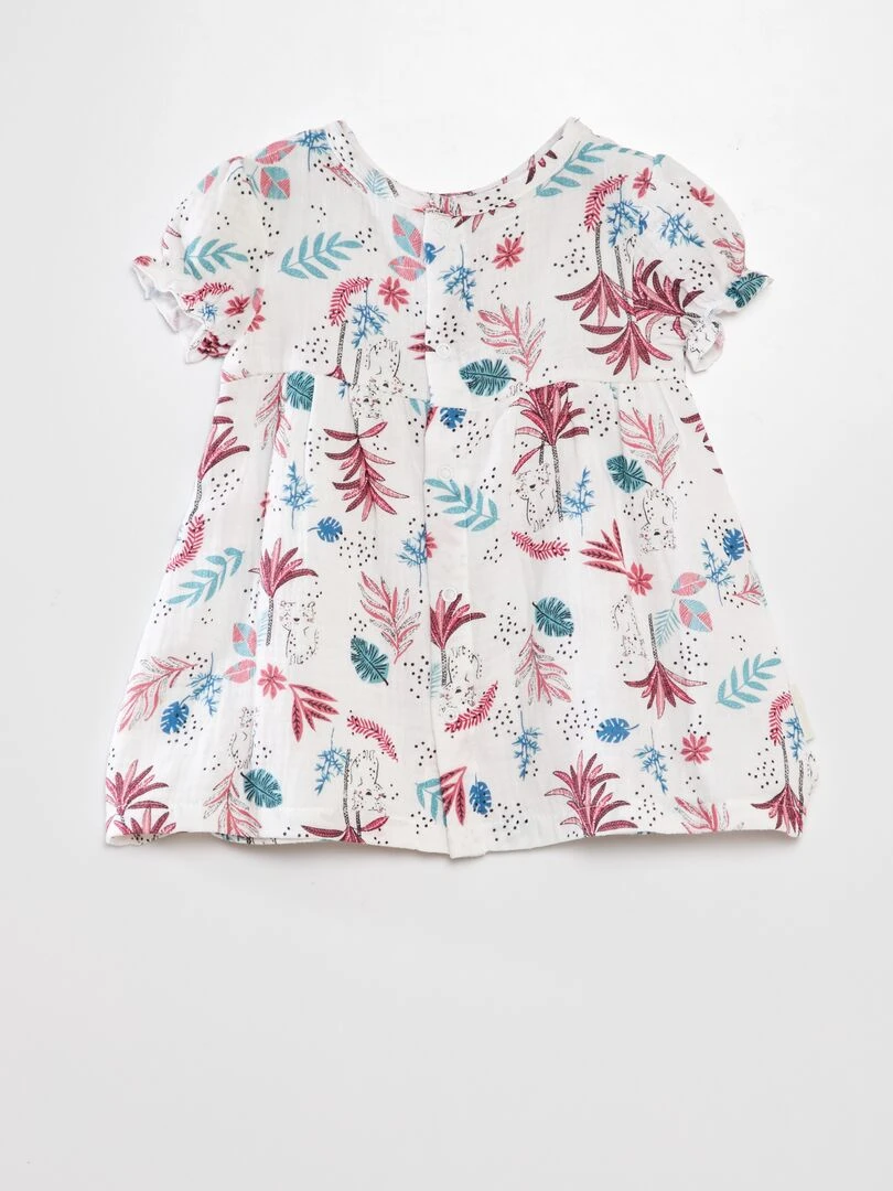 Robe + bandeau en gaze de coton imprimé 'Petit Béguin'   Imprimé tropical