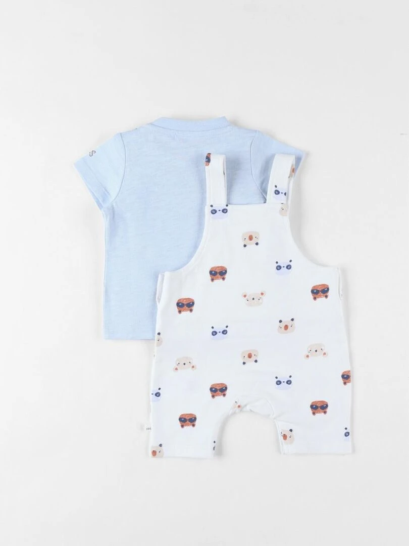 Set salopette imprimé animalier + t shirt  clair/écru   Noukie's   Blanc