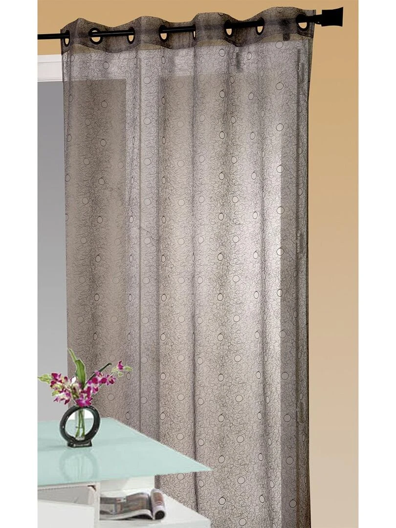 Voilage organza gribouillis et bulles brodée Gris clair