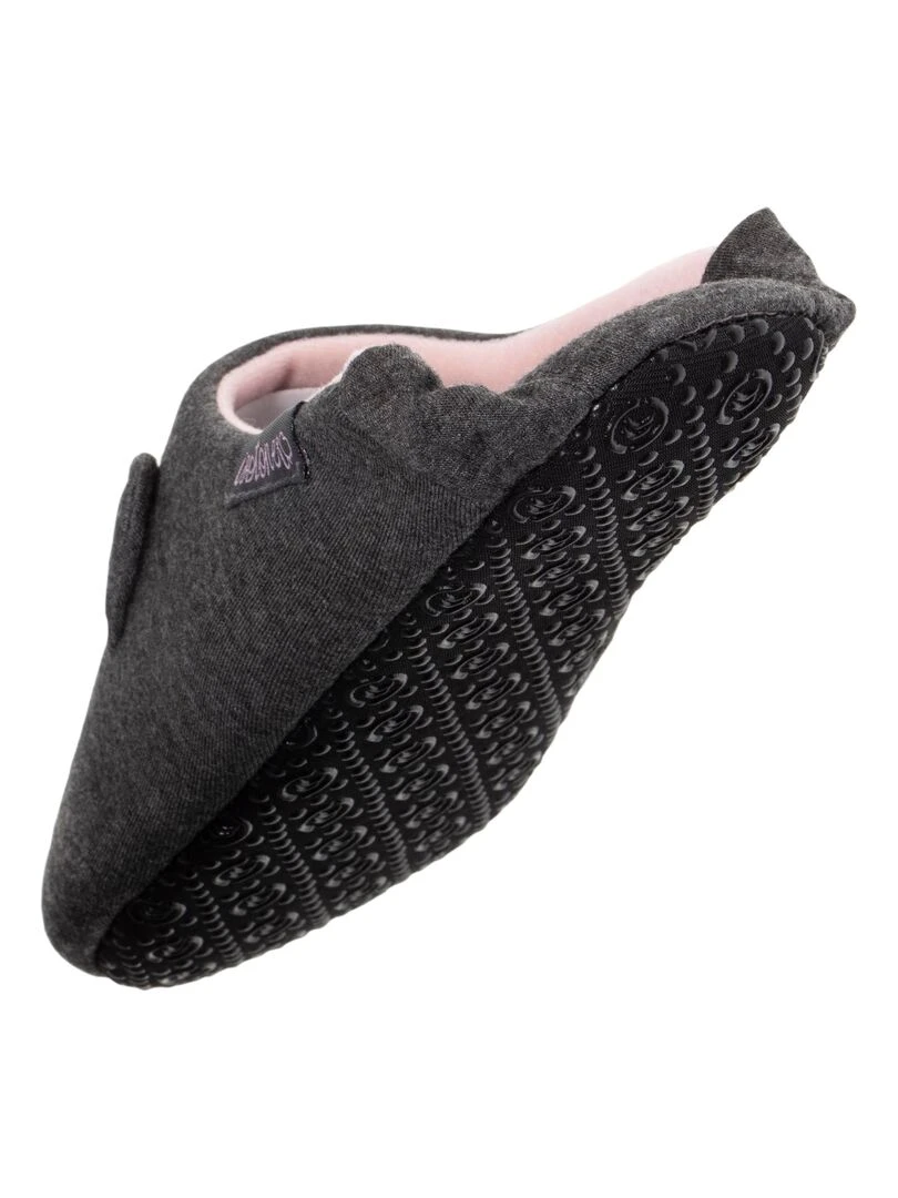 Chaussons babouches Femme 3D Gris chiné foncé   Gris chiné