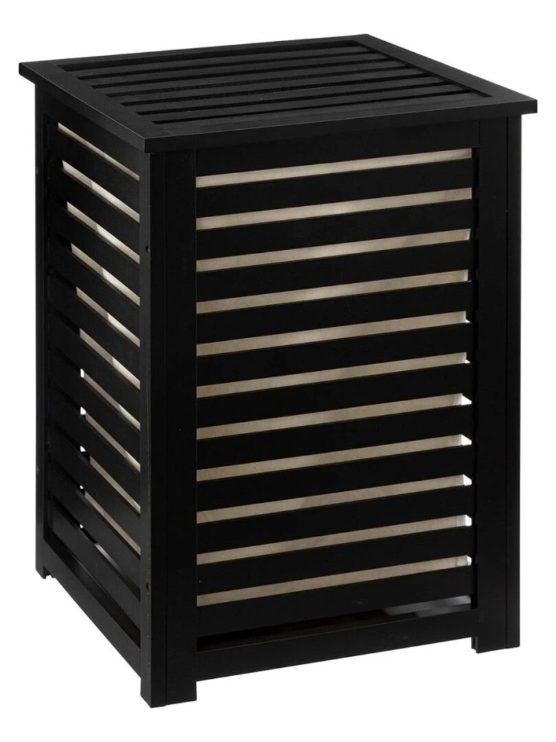 Panier à linge 65L bois noir Noir