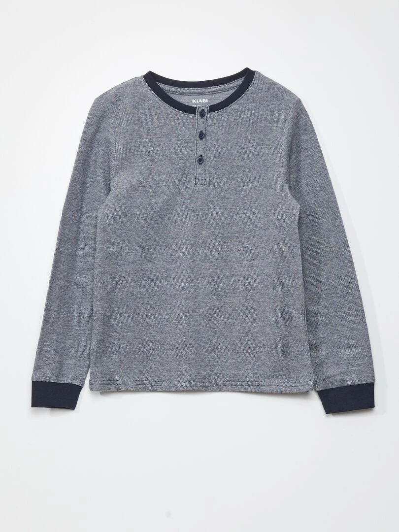 T shirt en piqué de coton Bleu