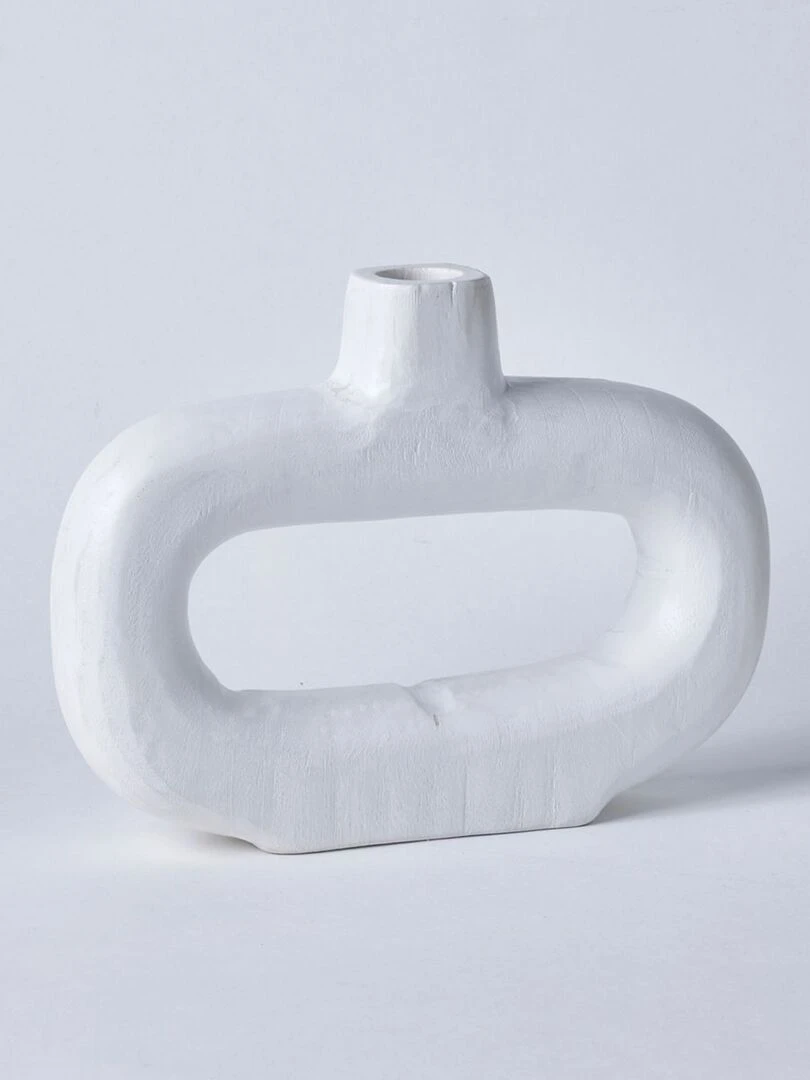 Vase creux oval en bois Blanc