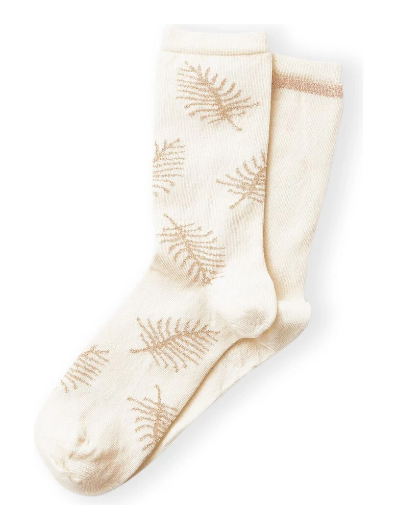 Lot de 2 paires de chaussettes motifs brillants Damart Blanc Ecru Blanc