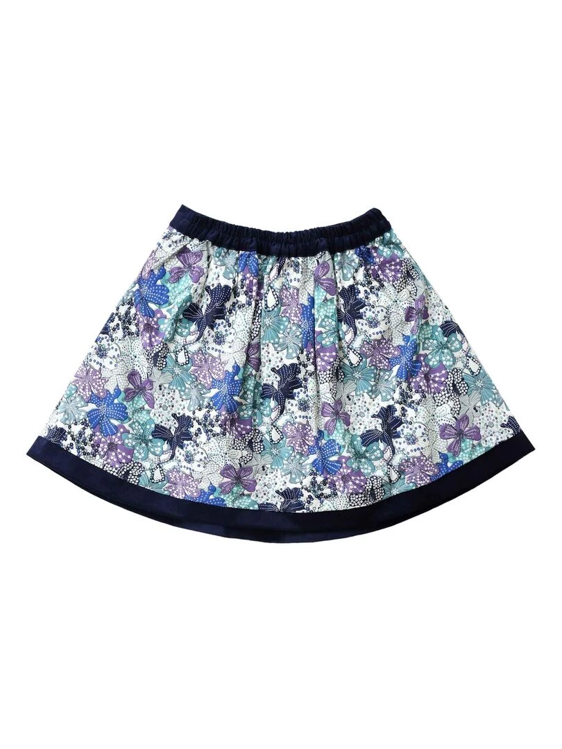 Jupe Fleurie Bleu Marine Lilas pour Fille  LILOU   'LA FAUTE A VOLTAIRE'   Bleu Violet Bleu