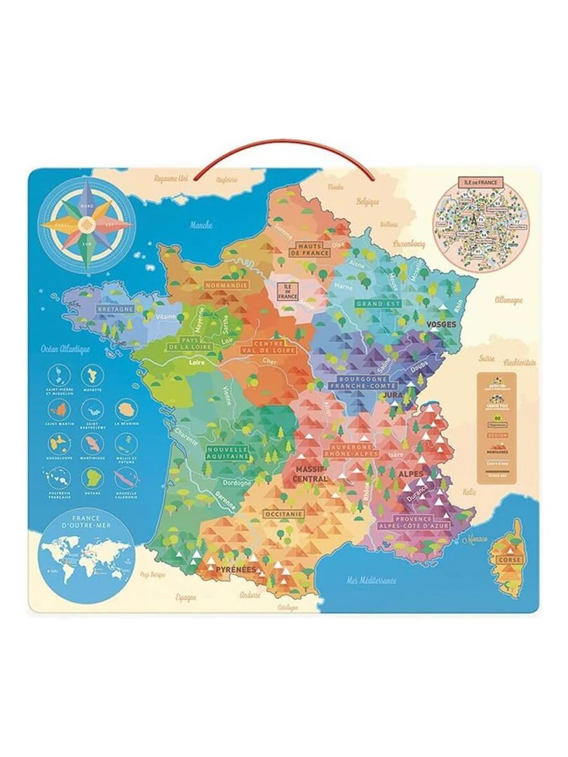 Puzzle magnétique 92 pièces : Carte de France éducative N/A