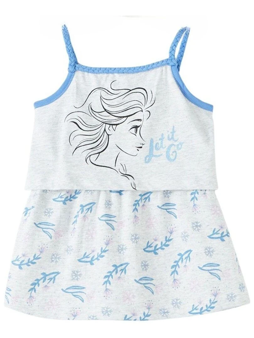 Disney Robe fille imprimé La Reine Des Neiges en coton Gris