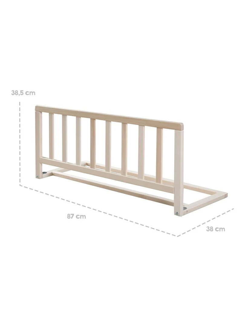 ROBA Barrière de Lit 90 cm   Protection Anti Chute Sûre pour Bébés et Enfants   Bois Naturel   Beige