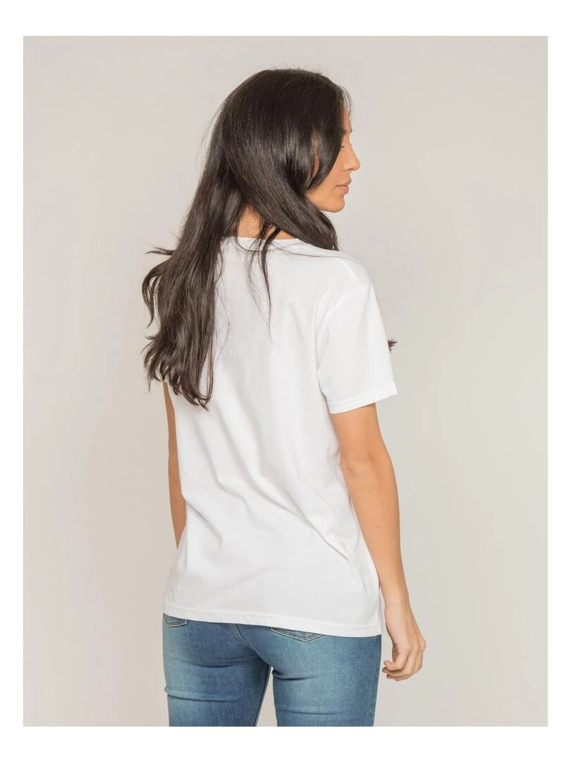 T shirt col rond message FLIGNY Blanc