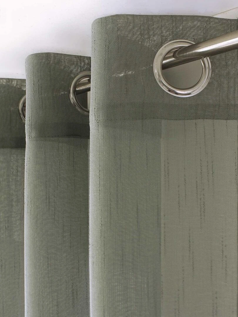 Voilage bohème à bandes ajourées   Vert olive