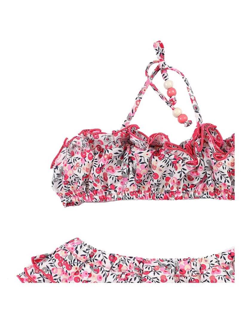 Maillot de Bain 2 pièces Fille Fleuri Liberty Rose SWAN 'LA FAUTE A VOLTAIRE' Rose