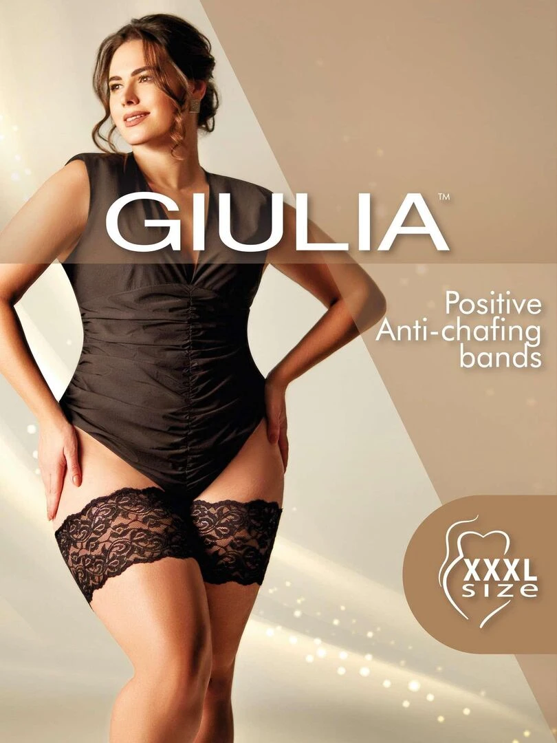 Giulia Positive Anti Chaffing Bands (grandes tailles) Bas autofixants 20den Noir 2XL Noir