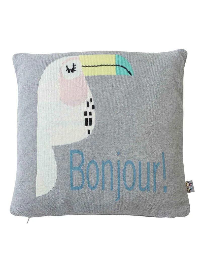 Taie de coussin en tricot de coton TOUCAN Multicolore
