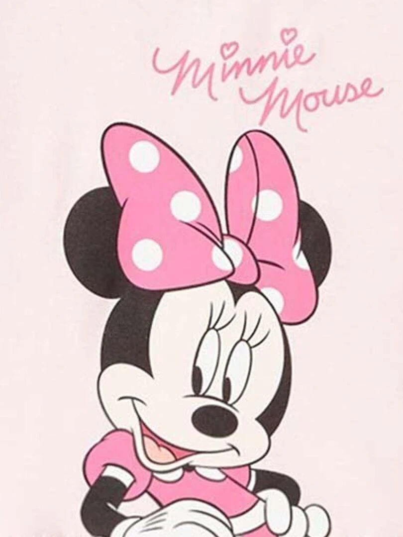 Disney   T shirt fille imprimé Minnie en coton   Rose clair