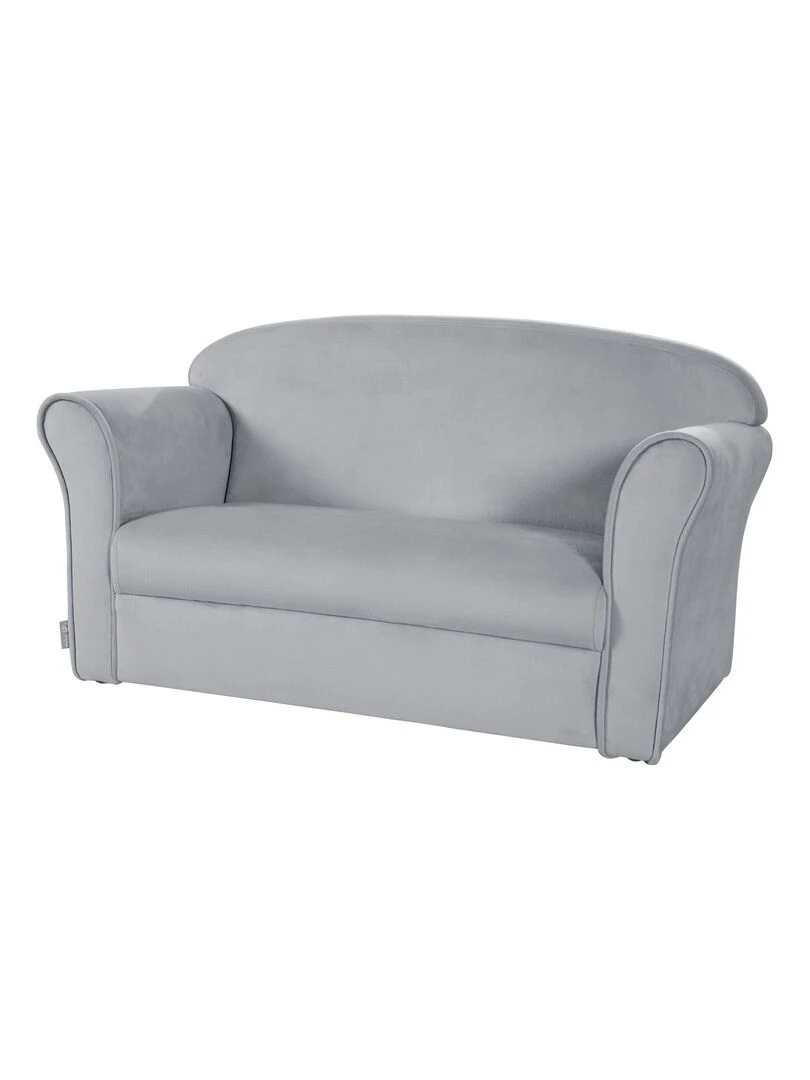 ROBA Canapé Enfant en Velours "Lil Sofa" 2 Places Fauteuil avec Accoudoirs Confortable Gris Gris