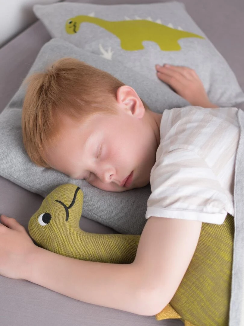 Taie de coussin en tricot de coton DINO Gris