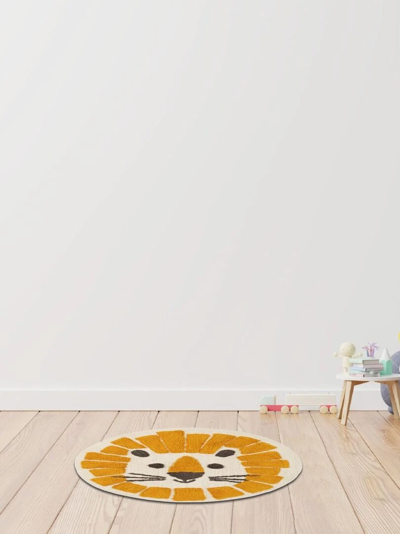 Guy Levasseur Tapis enfant rond en coton orange Moutarde