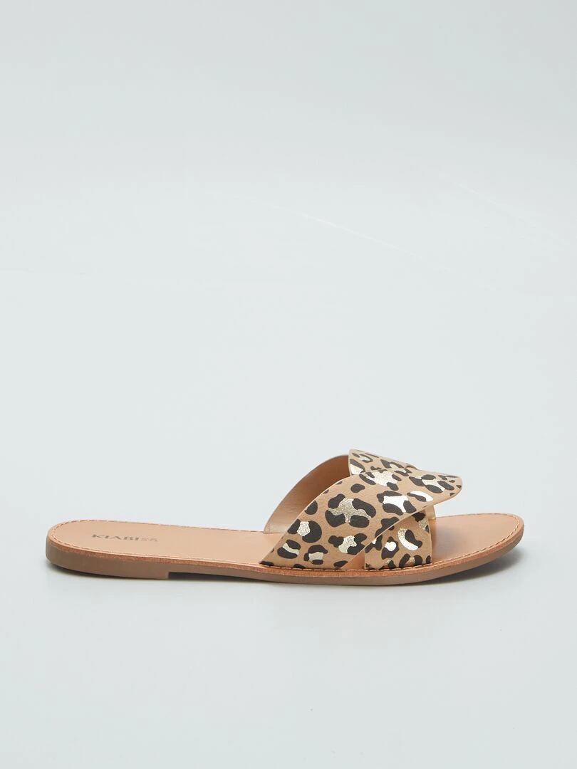 Mules à imprimé léopard Marron