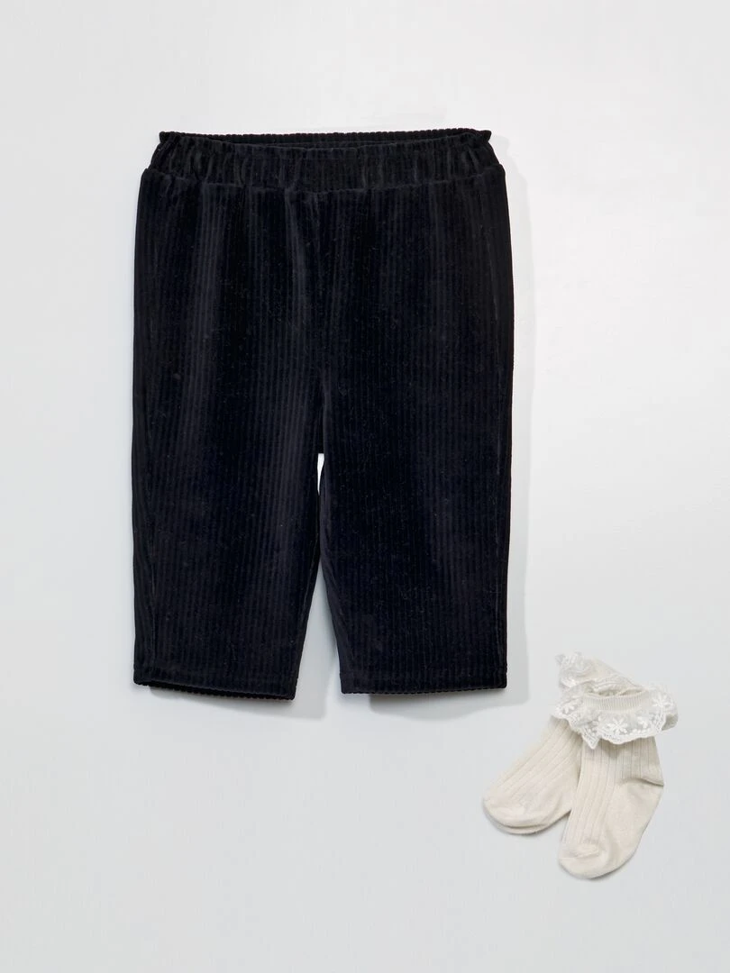 Ensemble pantalon en velours + chaussettes 2 pièces noir