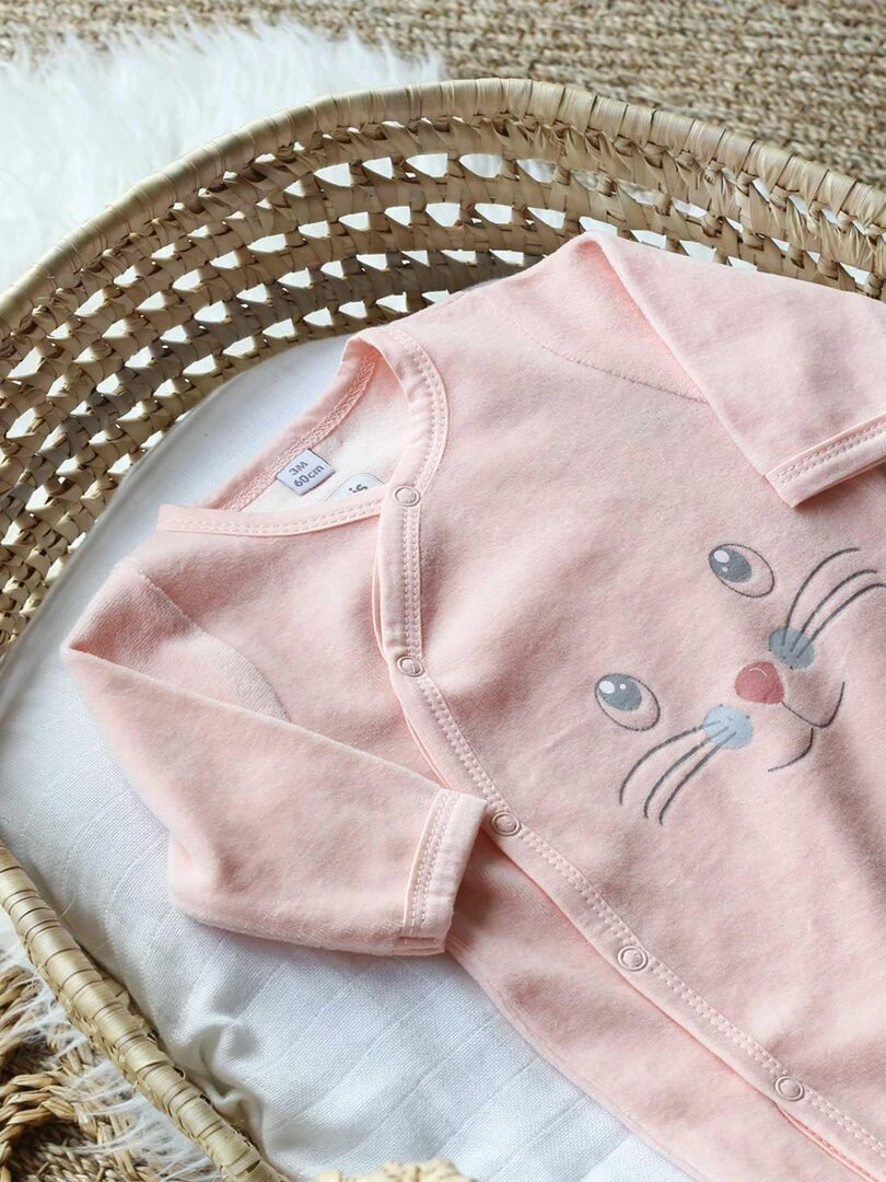 Pyjama naissance en velours Rose