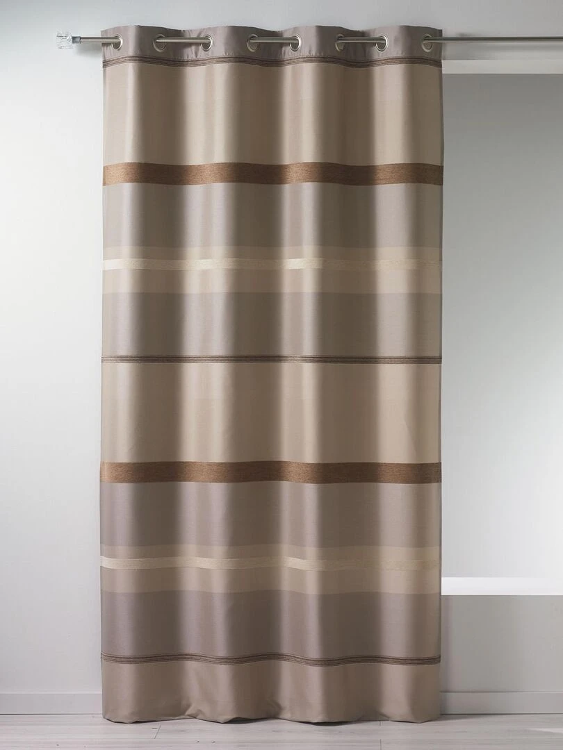 Rideau en jacquard à rayures horizontales design Beige
