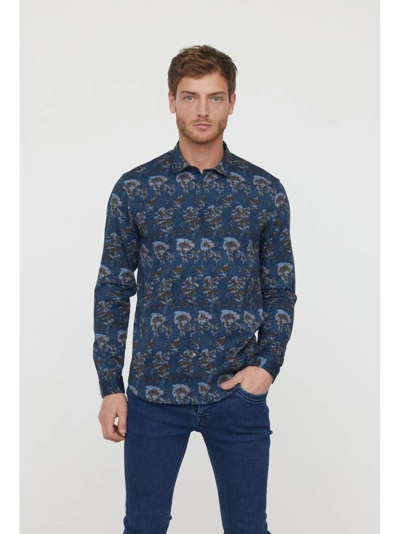 Lee Cooper Chemise manches longues coton regular DUTEZ Bleu marine