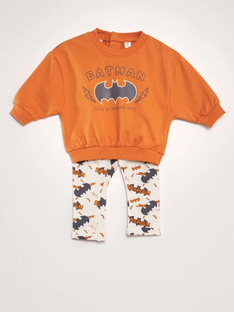 Ensemble 'Batman' sweat + legging 2 pièces Orange