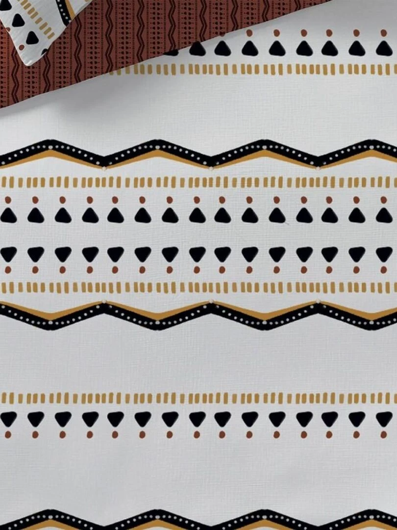 Housse de couette  Tribal + taie(s) 100% coton 57 fils   Blanc