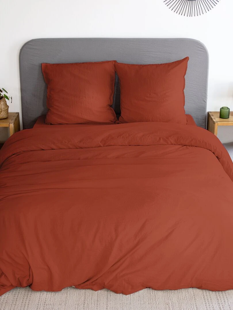Parure de lit unie ultra douce 2 personnes Terracotta