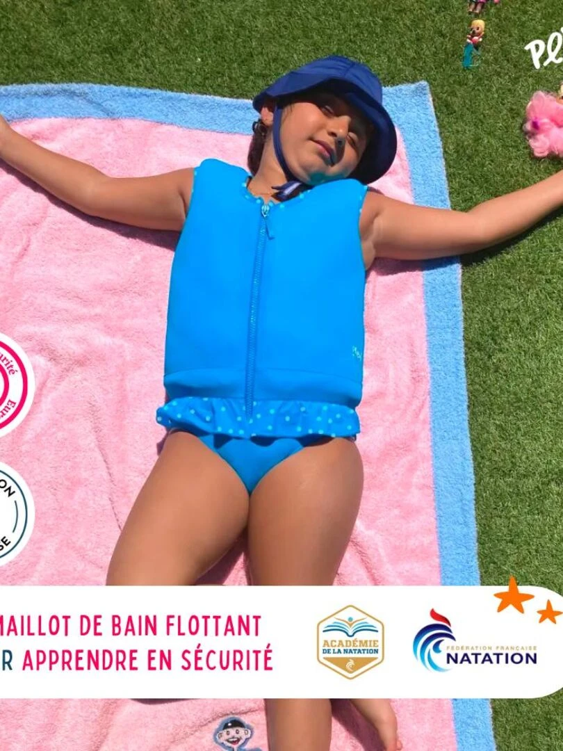 Maillot de Bain Mademoiselle avec Flotteurs Accessoire de Natation Fille Bleu turquoise