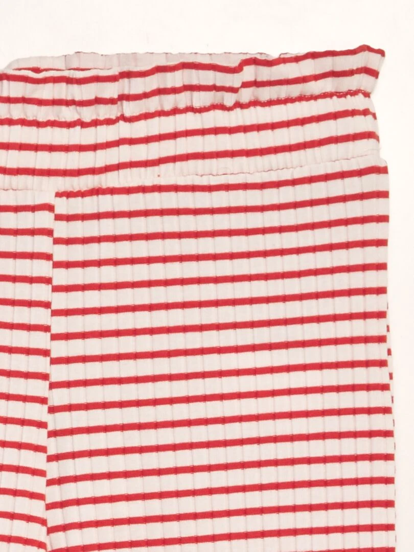 Pantalon large en maille côtelée   Rouge