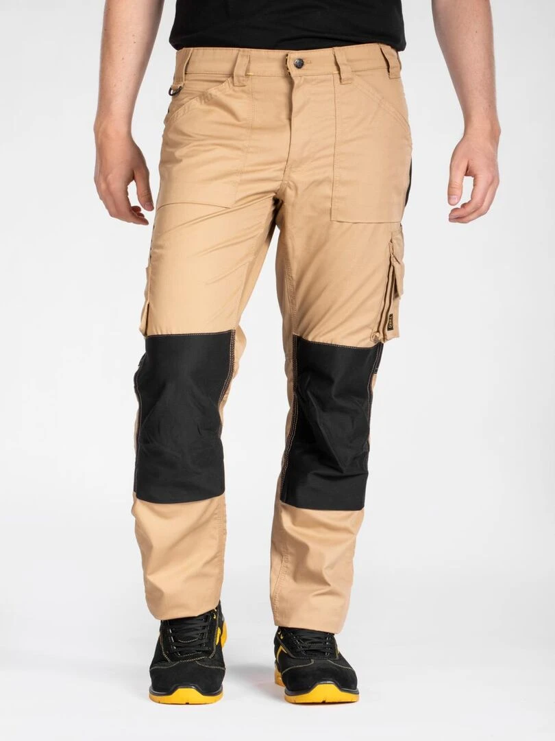 Pantalon de travail normé coupe droite MOBILON 'Rica Lewis'   Beige