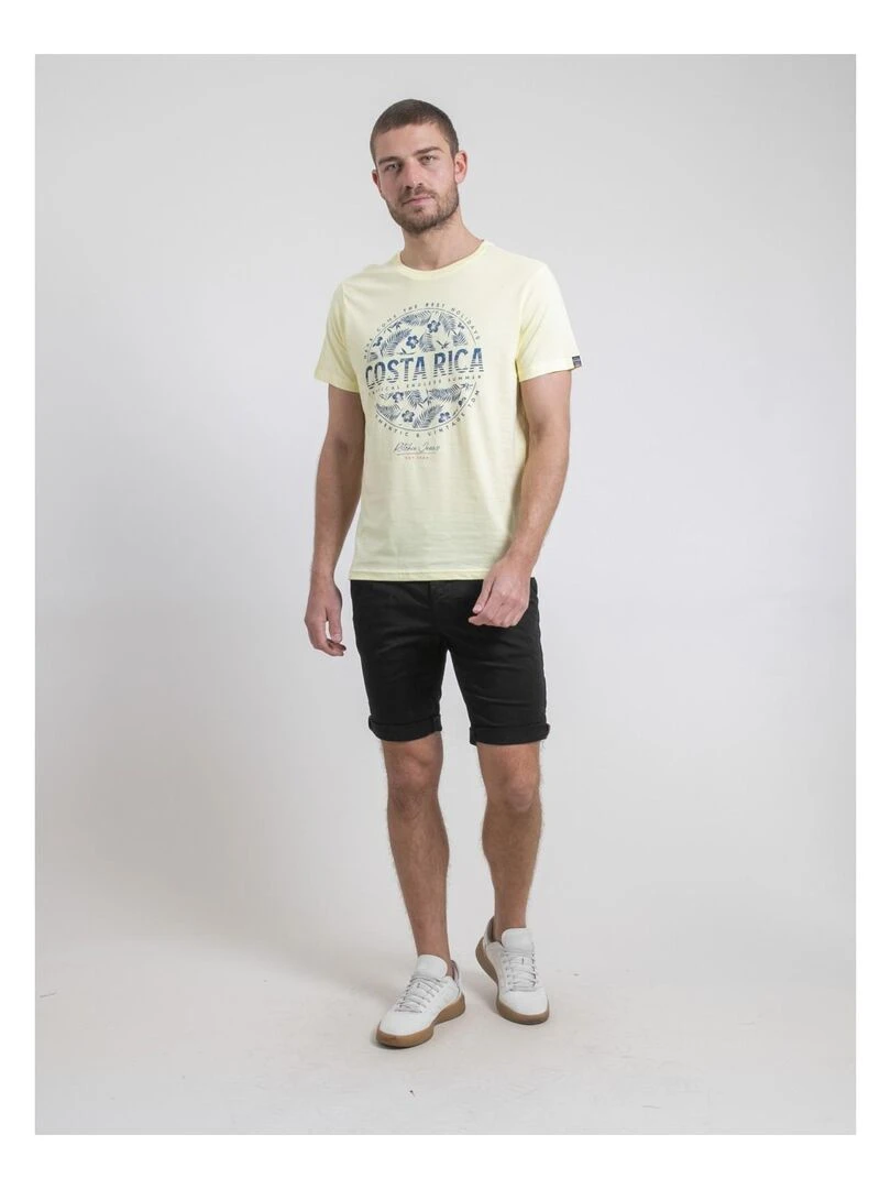 T shirt col rond pur coton NEVOLTA   Jaune