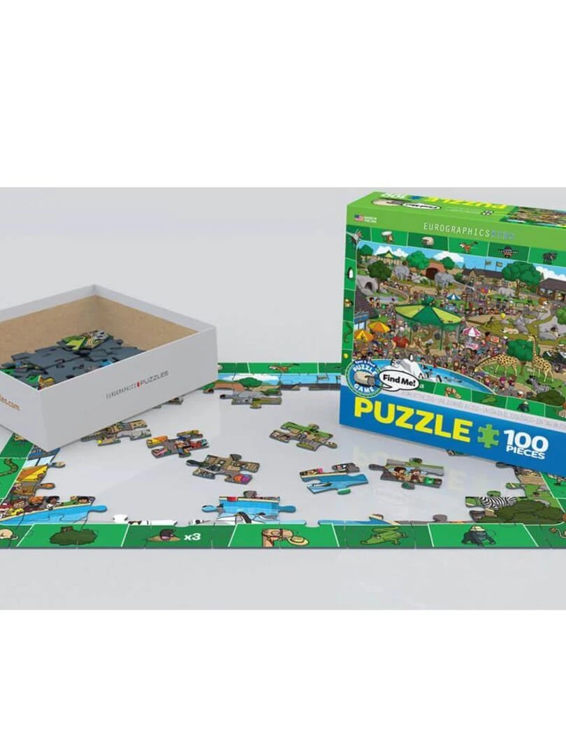 Puzzle 100 pièces : Cherche et trouve : Une journée au zoo N/A