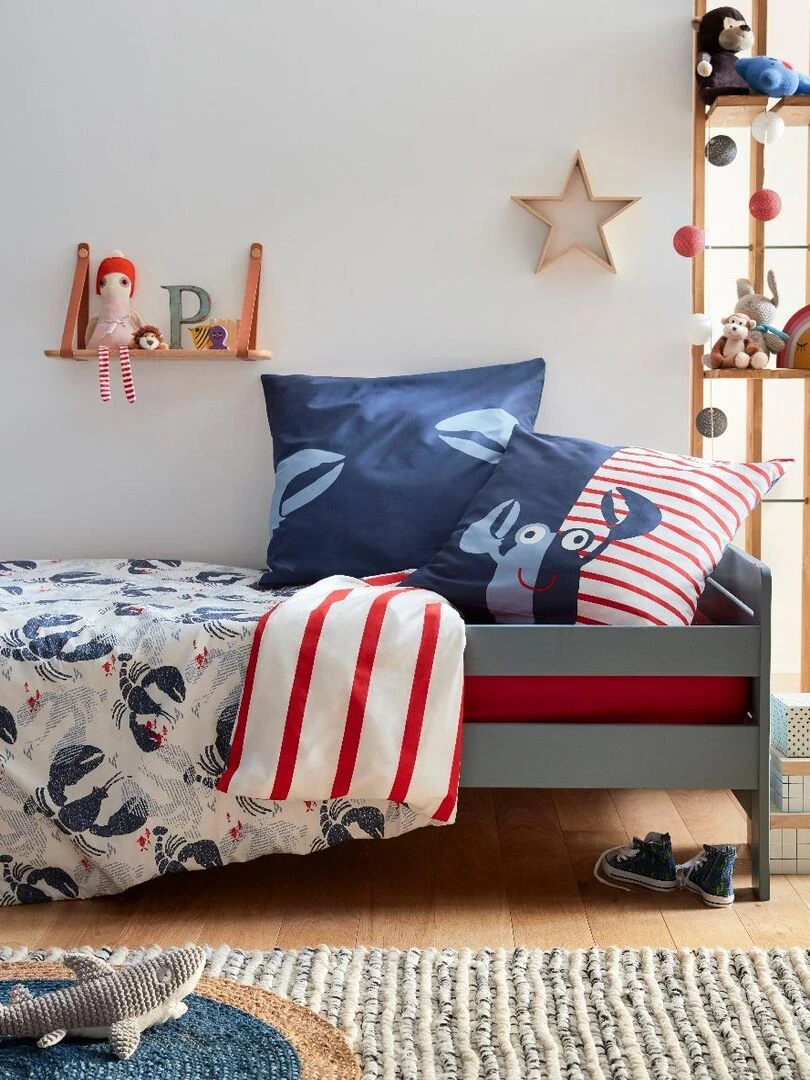 Housse de couette Catimini Cotier 140x200 cm et taie d'oreiller 100% Coton Blanc