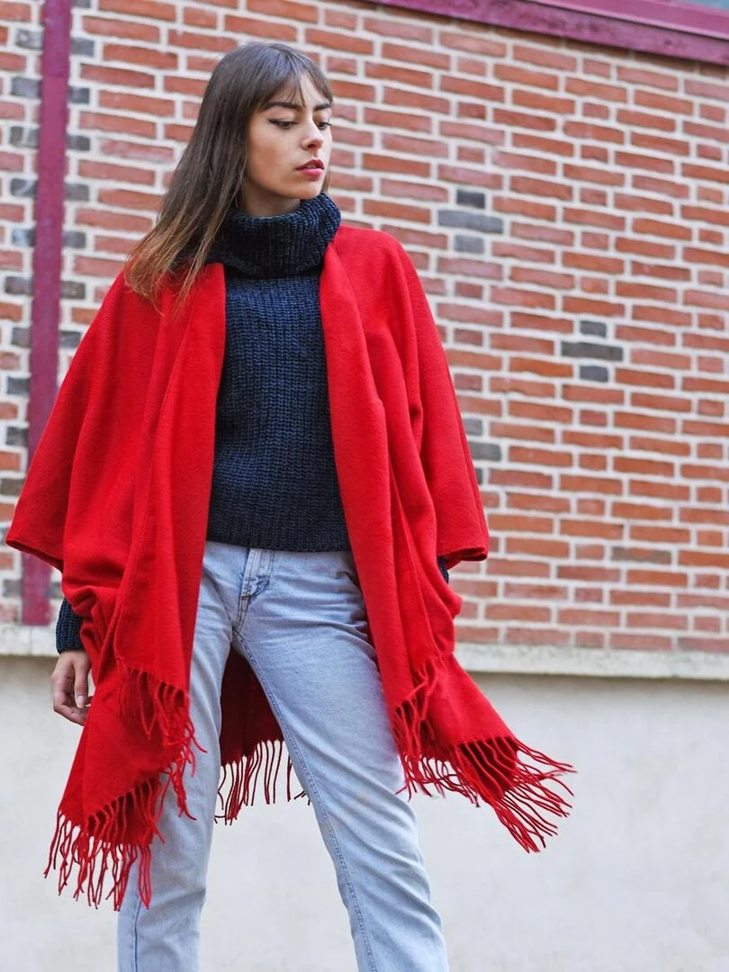 Poncho poches Casa Fabriqué en France Rouge