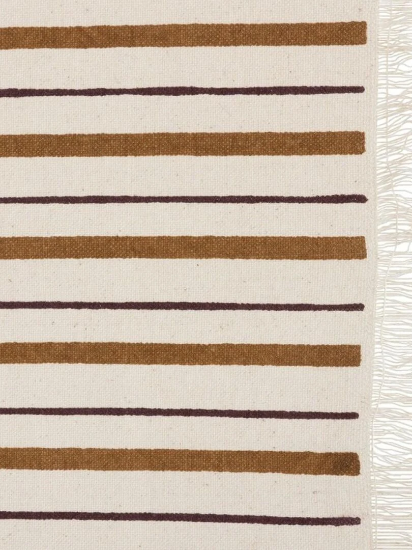 Nappe rectangulaire à rayures Maha 150x250 cm coton Beige