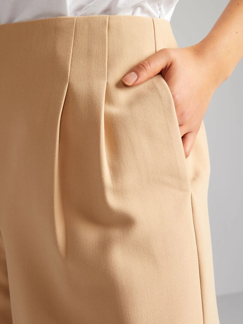 Pantalon large taille haute   Beige