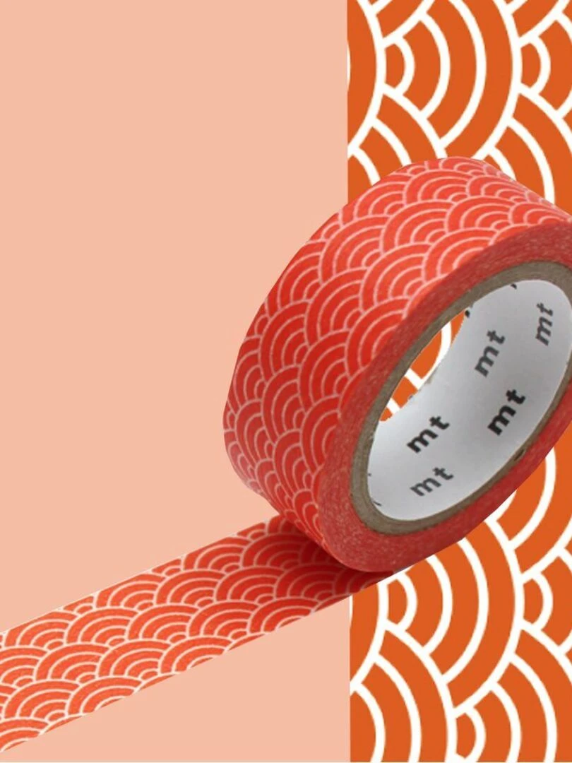Masking tape vague Seigaiha   Orange   1 5 cm x 7 m   N/A