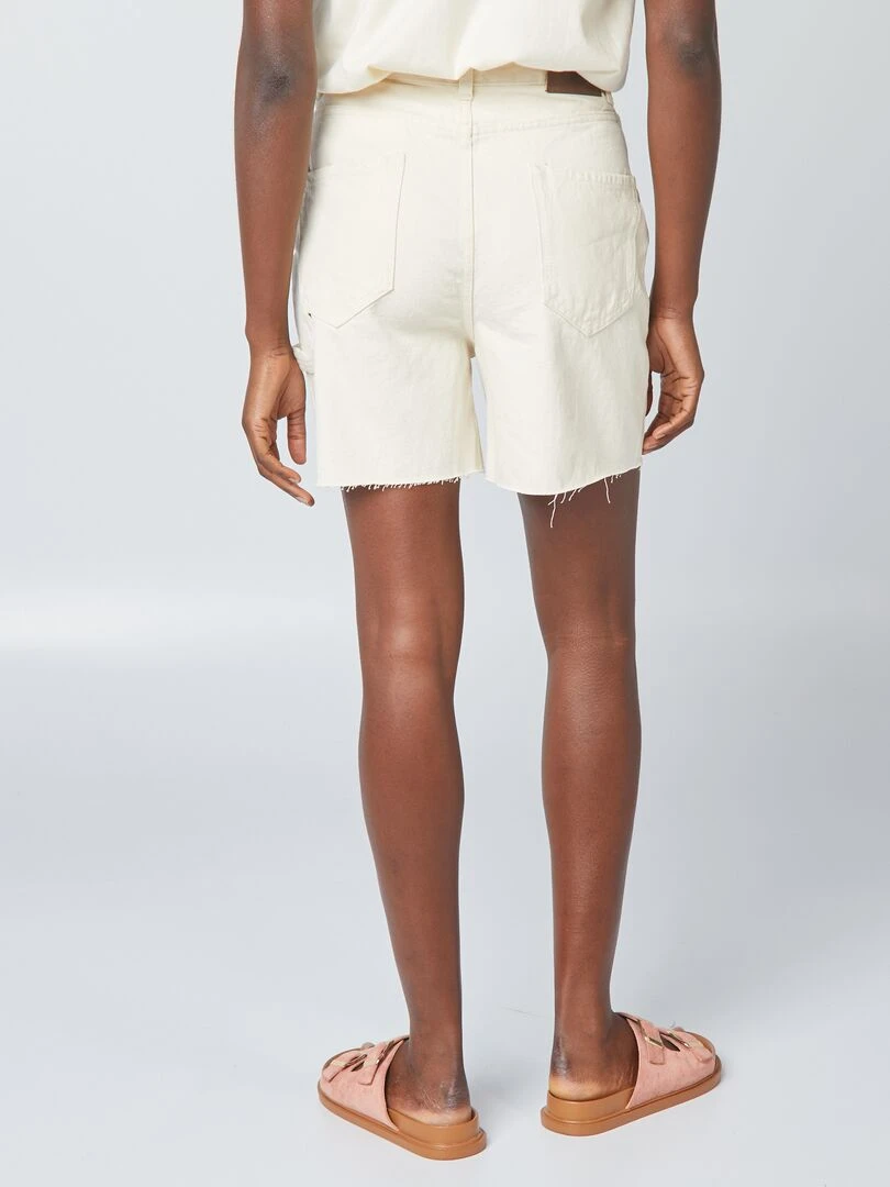 Short mi cuisse en coton   Beige